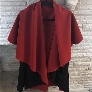 Janska Elegant Rust and Black Women's oversized fleece shawl One Size